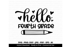 Hello Fourth grade-Fourth grade-School-Teacher- SVG PNG EPS Product Image 3