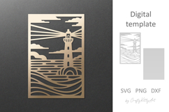 Lighthouse SVG. Wall panel laser cut, paper cutting template Product Image 1