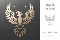 Phoenix SVG. Magic celestial Phoenix bird SVG decal art Product Image 1