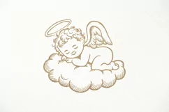 Baby Angel SVG. Angel baby with wings sleeping in clouds. Product Image 1