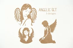 Angel with wings SVG. Angel silhouette SVG. Holy angel SVG Product Image 1