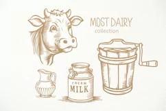 Milk Farm SVG. Dairy cow, Milk can & jug, Ice cream maker Product Image 1