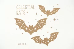 Celestial Bat SVG. Bat with Stars. Halloween Bats silhouette Product Image 1