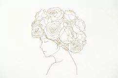 Woman Floral Beauty SVG, Rose Flowers, Spring Flower Crown Product Image 3