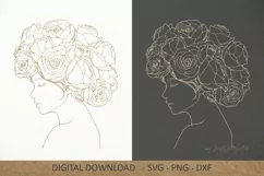 Woman Floral Beauty SVG, Rose Flowers, Spring Flower Crown Product Image 1