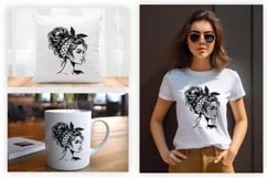 Woman Messy Bun Sublimation t-shirt