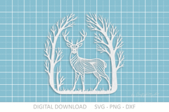Forest Deer laser cut file, Deer paper cutting silhouette Product Image 3