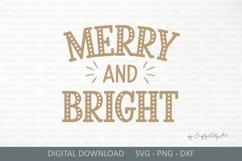 Merry and Bright SVG, Cute Winter Christmas Xmas SVG quote Product Image 2