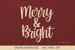 Merry and Bright SVG, Cute Winter Christmas Xmas SVG quote Product Image 1