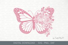 Floral butterfly SVG. Elegant butterfly with flowers on wing Product Image 1