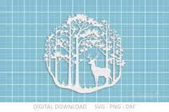 Forest Deer laser cut file, Deer paper cutting silhouette Product Image 3