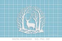 Forest Deer laser cut file, Deer paper cutting silhouette Product Image 3