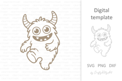 Cute happy smiling Halloween monster SVG, Funny baby monster Product Image 1