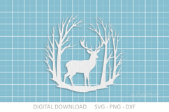Forest Deer laser cut file, Deer paper cutting silhouette Product Image 3