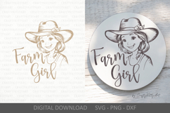 Farm girl SVG, Laser engrave &amp; cut sign, ornament, keychain Product Image 1