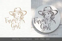 Farm girl SVG, Laser engrave & cut sign, ornament, keychain Product Image 1