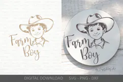Farm boy SVG, Laser engrave & cut sign, ornament, keychain Product Image 1