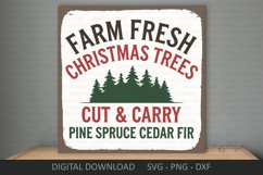 Farm Fresh Christmas Trees SVG, Distressed sign sublimation Product Image 1