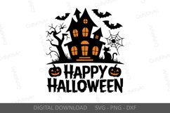 Happy Halloween SVG, Haunted House SVG, Halloween lettering Product Image 2