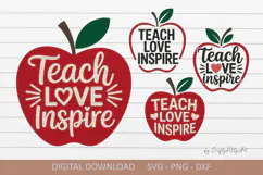 Teach Love Inspire SVG, Teacher apple, Teacher appreciation Product Image 1