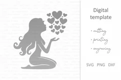 Valentines love girl silhouette SVG. Sending my love to you Product Image 2