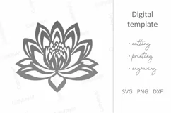 Lotus SVG. Lotus flower SVG for laser cut, Cricut Silhouette Product Image 2