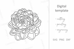 Peony SVG, Peony Flower SVG, Floral paper laser cut SVG Product Image 2