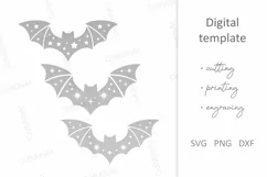 Celestial Bat SVG. Bat with Stars. Halloween Bats silhouette Product Image 2