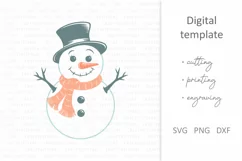 Cute Snowman SVG, Snowman in scarf with a happy smiling face Product Image 2