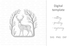 Forest Deer laser cut file, Deer paper cutting silhouette Product Image 2