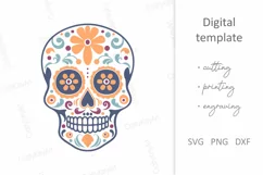 Sugar skull SVG. Floral skull, Mexican Day of the Dead SVG Product Image 2