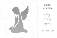 Angel with wings SVG. Angel silhouette SVG. Holy angel SVG Product Image 3
