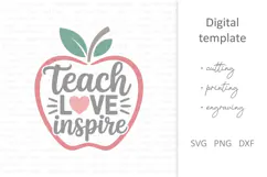 Teach Love Inspire SVG, Teacher apple, Teacher appreciation Product Image 2