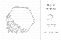 Peony flowers monogram frame SVG, Filigree floral wreath SVG Product Image 3
