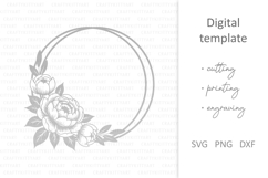 Peony flowers monogram frame SVG, Filigree floral wreath SVG Product Image 4