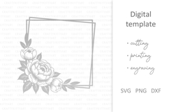 Peony flowers monogram frame SVG, Filigree floral wreath SVG Product Image 5