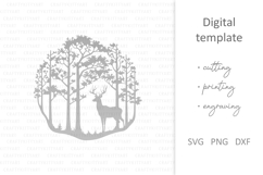 Forest Deer laser cut file, Deer paper cutting silhouette Product Image 2