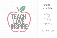 Teach Love Inspire SVG, Teacher apple, Teacher appreciation Product Image 3