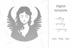 Angel with wings SVG. Angel silhouette SVG. Holy angel SVG Product Image 4
