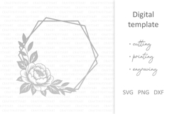 Peony flowers monogram frame SVG, Filigree floral wreath SVG Product Image 3