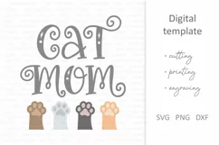 Cat Mom SVG. Cute crazy cat lady mug shirt sublimation quote Product Image 2
