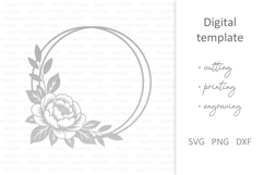 Peony flowers monogram frame SVG, Filigree floral wreath SVG Product Image 4