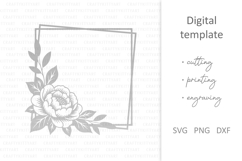 Peony flowers monogram frame SVG, Filigree floral wreath SVG Product Image 5