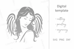 Angel with wings SVG. Angel silhouette SVG. Holy angel SVG Product Image 2