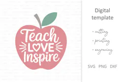 Teach Love Inspire SVG, Teacher apple, Teacher appreciation Product Image 4