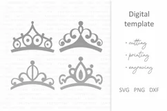 Princess Tiara Crown SVG silhouette. Baby girl Nursery decor Product Image 2