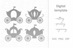 Princess Carriage SVG. Fairytale silhouettes. Nursery decor. Product Image 2