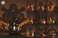 Halloween Shadow Candle Holders Bundle | Laser Cut | SVG Product Image 1