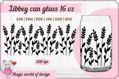 Wild flowers lavender silhouette svg Libbey 16 oz can glass Product Image 1