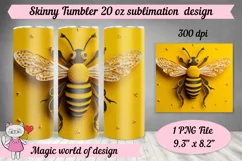 3D Bee 20 oz Skinny Tumbler Sublimation Product Image 1